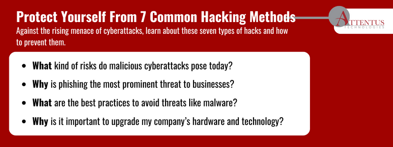 Key takeaways: What kind of risks do malicious cyberattacks pose today? Why is phishing the most prominent threat to businesses? What are the best practices to avoid threats like malware? Why is it important to upgrade my company’s hardware and technology? 