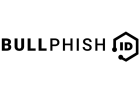 The image shows the logo for BullPhish ID. The text "BULLPHISH" is in bold black letters. To the right, "ID" is inside a stylized hexagon shape with two circuit-like lines connecting to it, resembling a technology or cybersecurity theme.