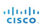 The image shows the Cisco logo, featuring the word "CISCO" in blue uppercase letters beneath a bridge-like symbol consisting of vertical blue lines of varying heights. The logo has a clean and modern look.