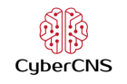 The image displays the CyberCNS logo, featuring a stylized red brain illustration with circuit-like lines and nodes, symbolizing technology and cybersecurity. Below the brain graphic, the text "CyberCNS" is written in a modern, black font.