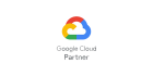 Google Cloud logo consisting of a colorful cloud with sections in red, blue, yellow, and green. Below the logo, the text "Google Cloud Partner" is written in black. The background is white.