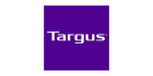 A purple square with the word "Targus" written in bold, white, uppercase letters centered within the square. The text is slightly stylized and modern, with a registered trademark symbol positioned at the top right of the letter "s".